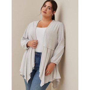 3 for $20 Torrid Womens 2X Gray Long Sleeves Open Front Fabric Mixed cardigan